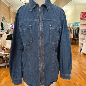 VTG Route 66 Denim Jean Long Sleeve Shirt Size Large
